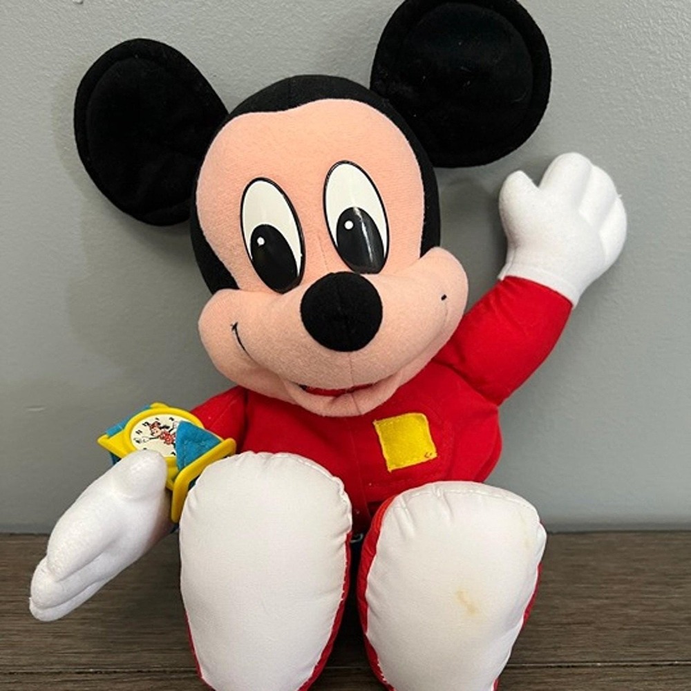 Vintage Mickey Mouse Learn To Dress Plush Disney Educational Toy Buckle Zip Tie